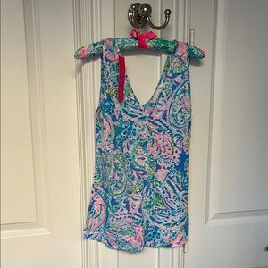 Lilly Pulitzer Pink and Blue Paisley Top